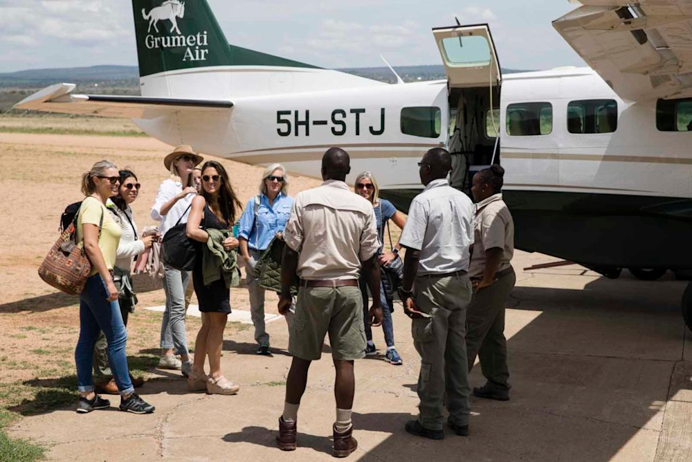 Marietta and the other international participants arrive at Singita Grumeti