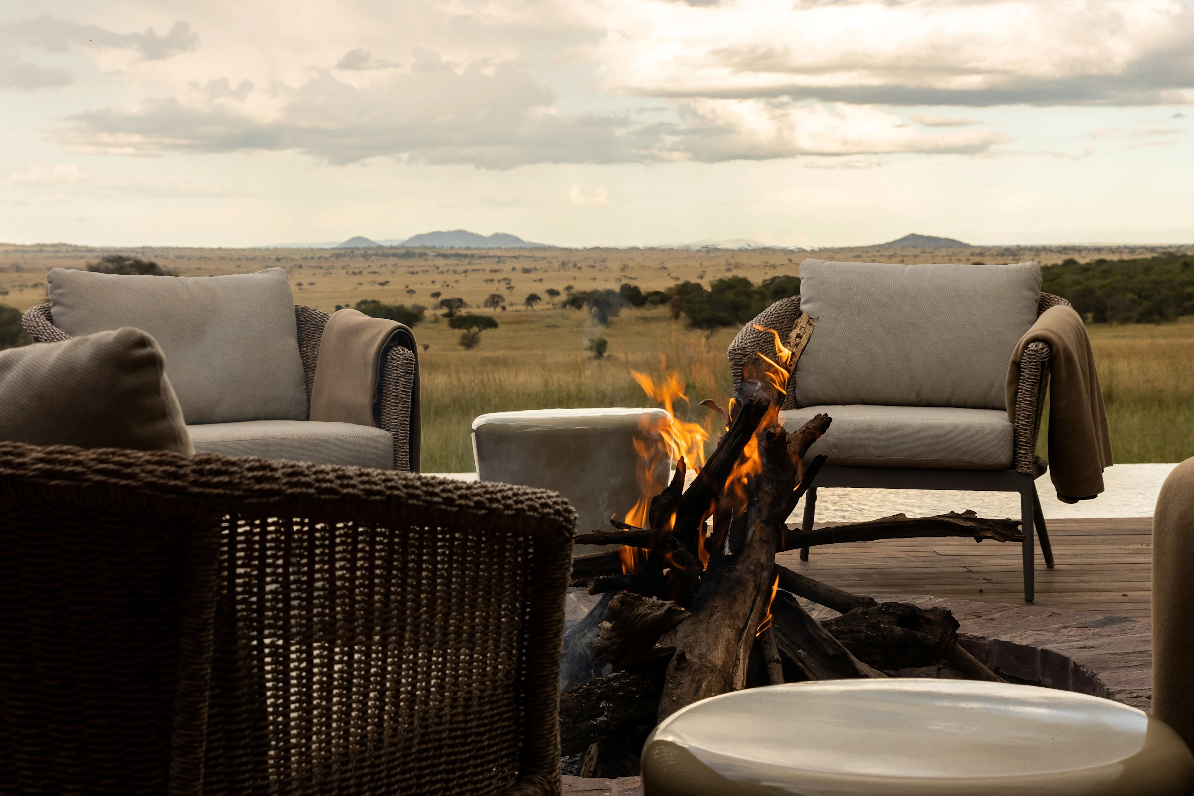 Modern glass luxury suite perched over the Lebombo cliffs