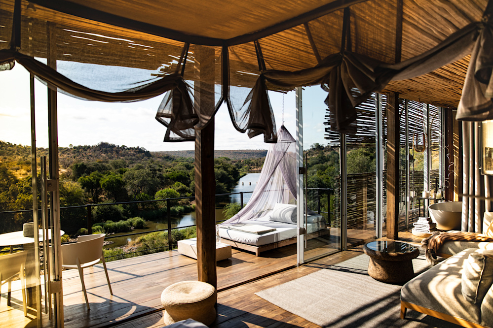 Singita Lebombo's airy suites suspended with a bird's-eye view of the bush were inspired by their surroundings