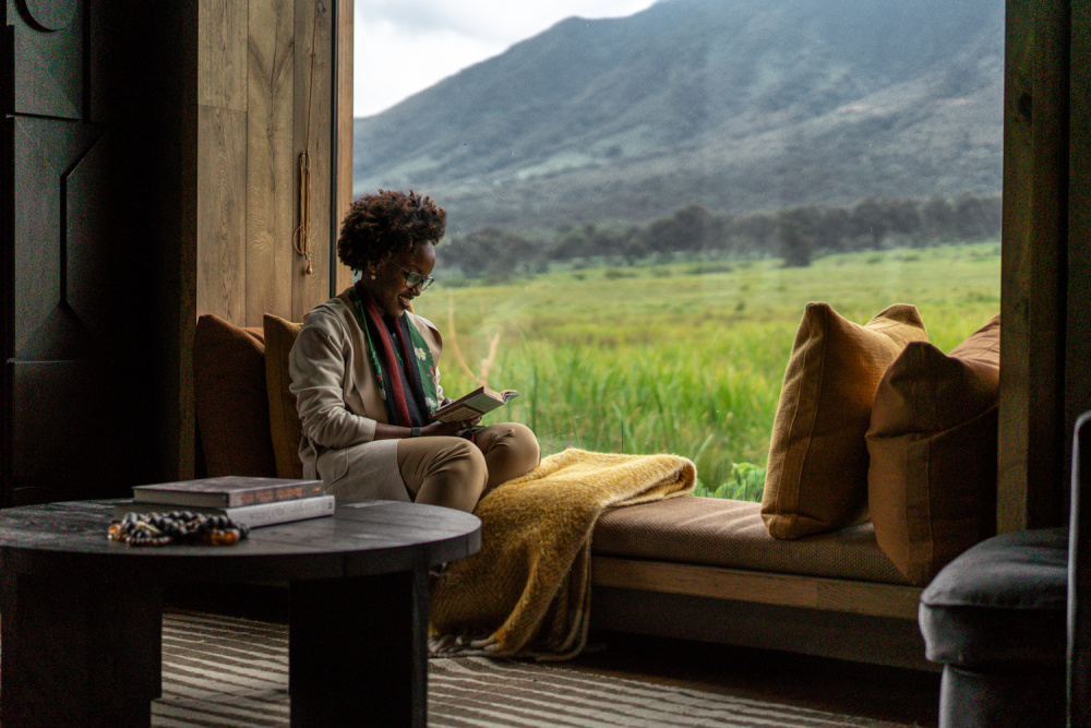 Engaging with your surroundings is a constant at Singita Volcanoes National Park - and even indoors, you're connected to this powerful landscape