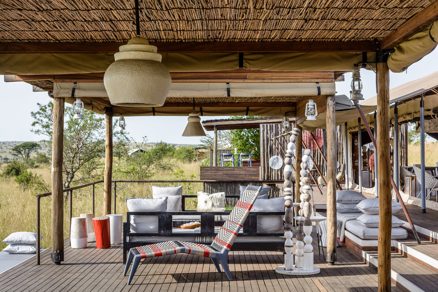 A balance of traditional tented materials and contemporary African accents and artworks gives this camp the best of both current and past safari style  