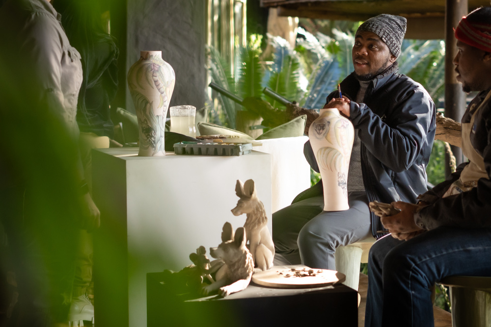The pieces created by the two Ardmore artists in residence at Singita Sabi Sand, will be sold later in the year to raise funds for crucial conservation programmes