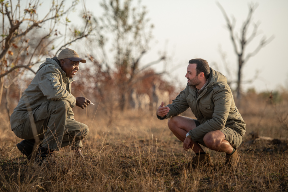 Complementary skills and mutual respect form the basis of the relationship between a Field Guide and Tracker - here Sydwell Mgiba and Damin Dallas - and elevate the guest experience of the wild