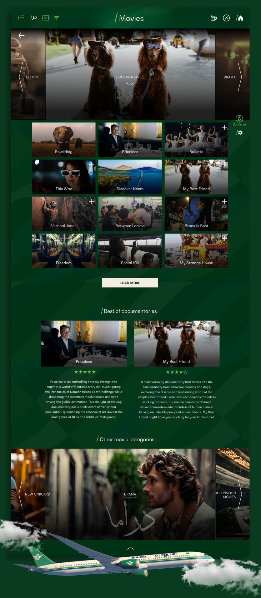 In-Flight Entertainment Reimagined: Movie Category Page