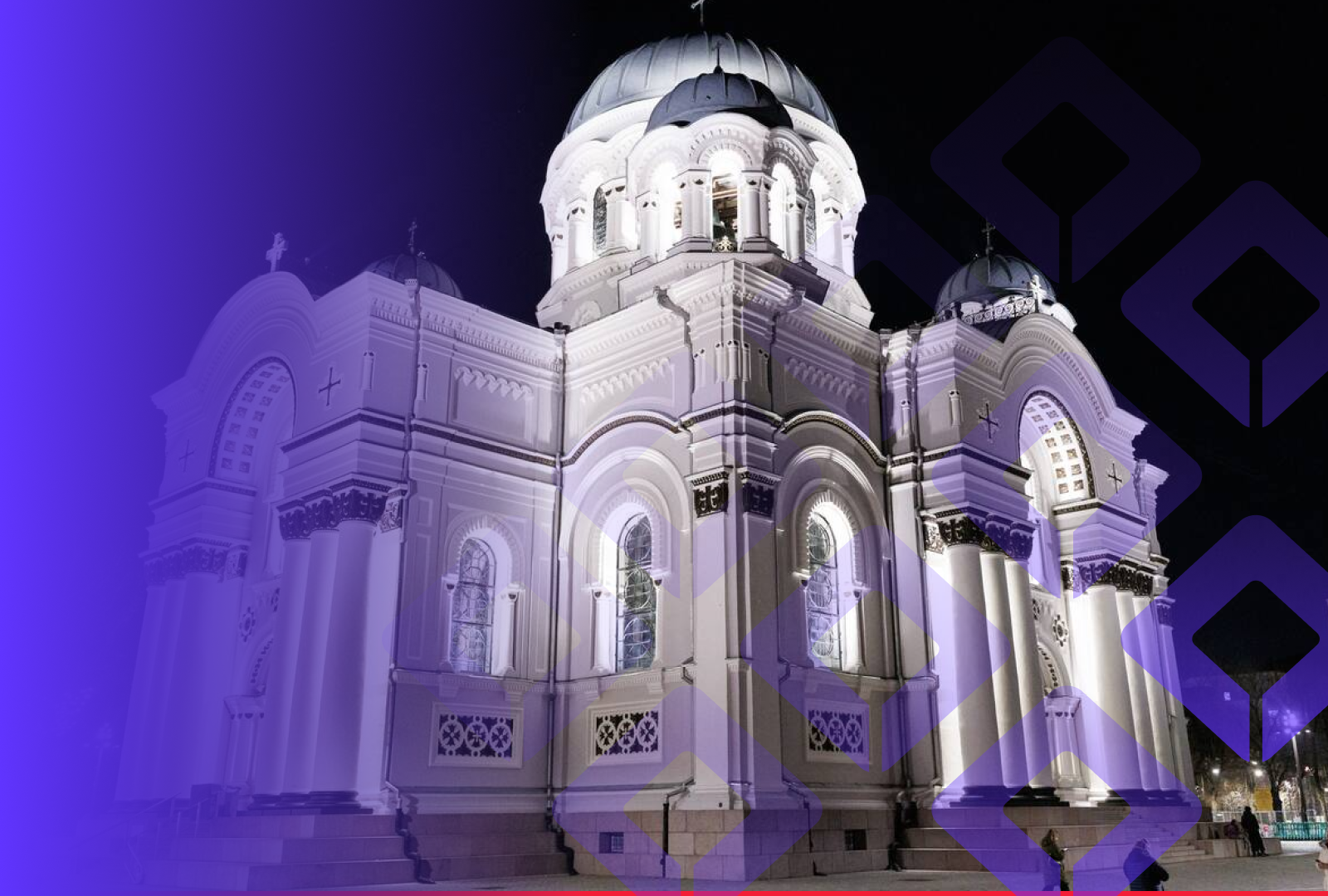 Lighting the historic Church of St. Michael the Archangel, Kaunas