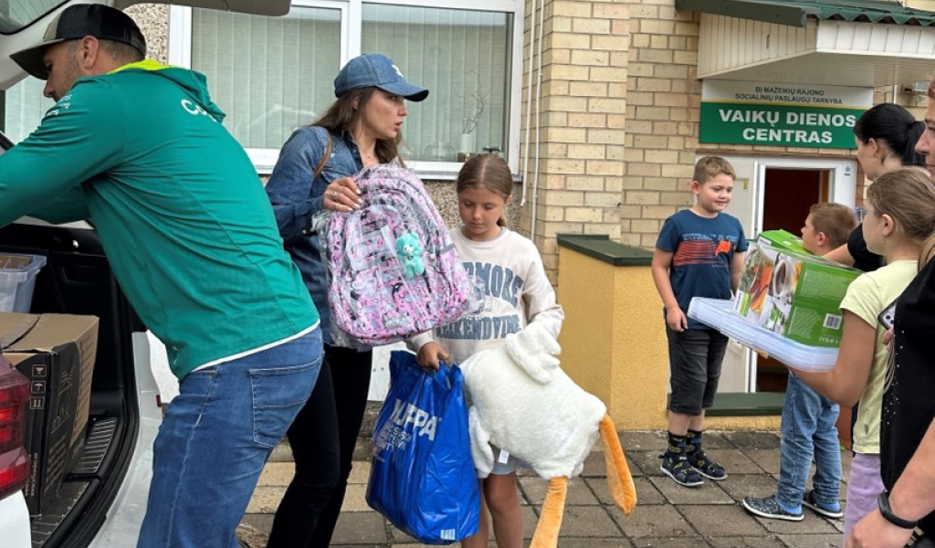 Back to school supplies for a center of socially disadvantaged kids in Mazeikiai, Lithuania.