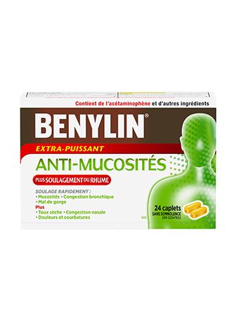 Benylin Extra-puissant Anti-mucosités Plus Soulagement du rhume, 24 caplets