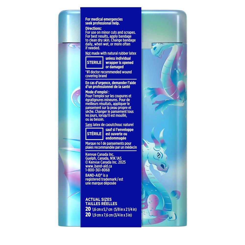 BAND-AID Brand Magic Shimmer Tin 40ct, back of pack