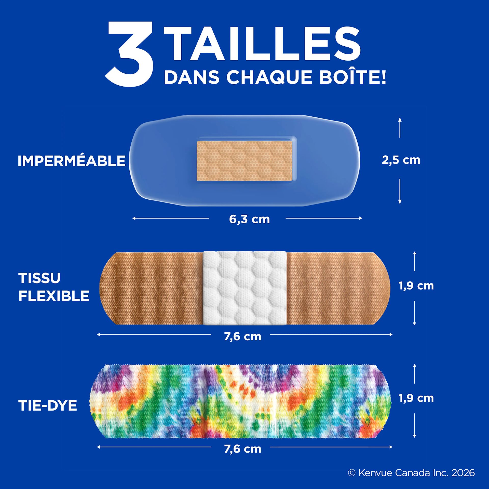 Boîte de 75 pansements assortis de marque BAND-AID®