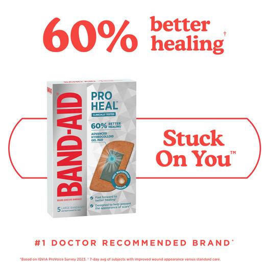Band-Aid Pro Heal Adhesive Bandages offer 60% better healing