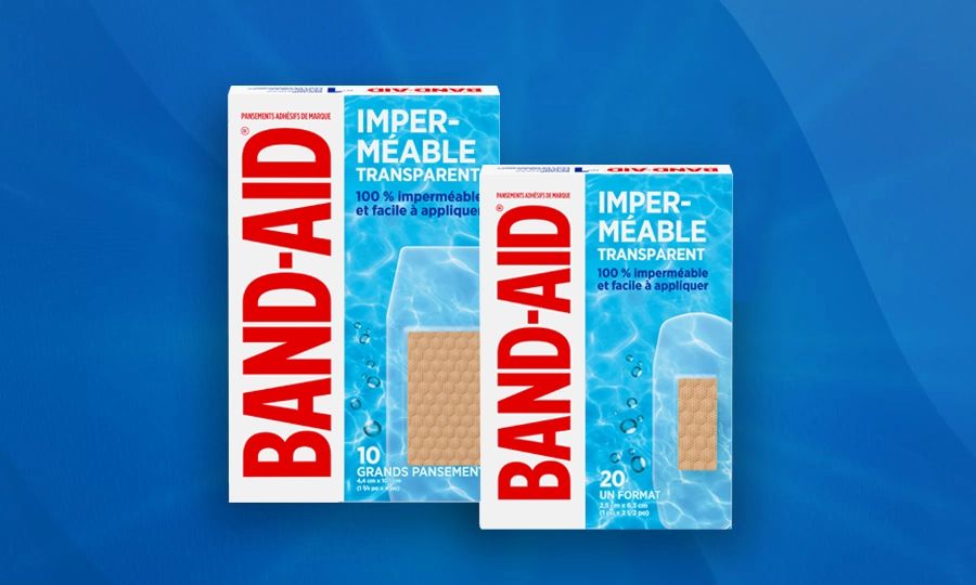 Pansements transparents et imperméables de marque BAND-AID®