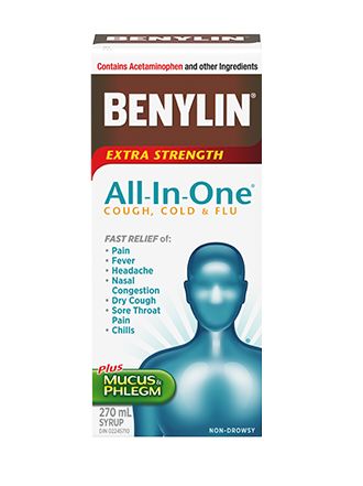 Benylin All-in-One Extra Strength Syrup for Cold, Flu & Cough, 270 ML