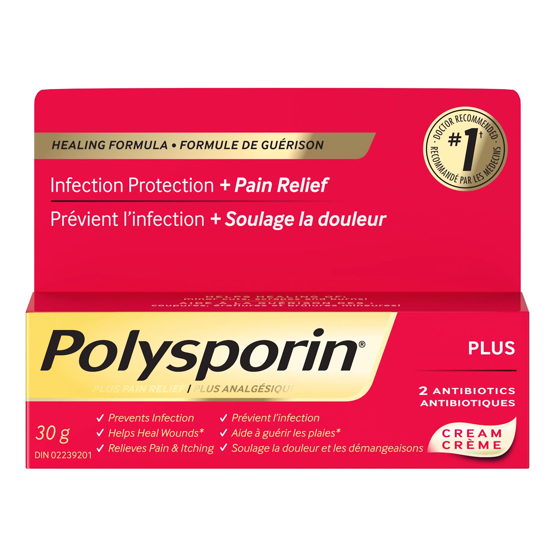 Polysporin® plus pain relief cream box