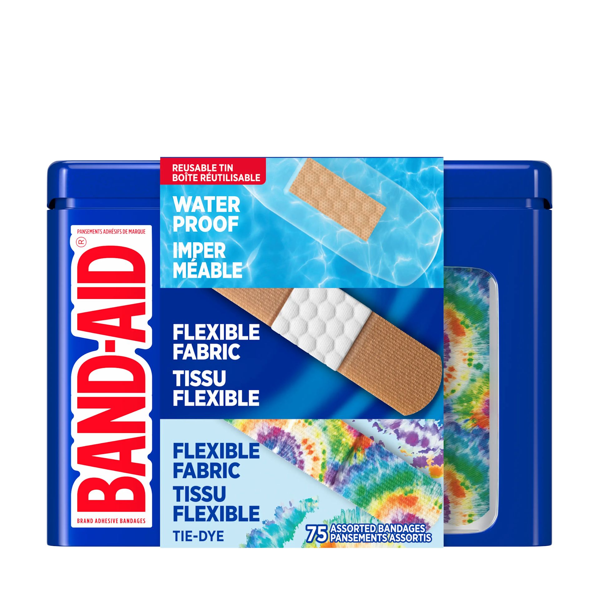 Boîte de 75 pansements assortis de marque BAND-AID®