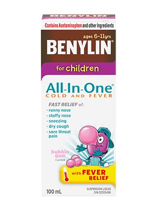 Benylin All-in-One Cold & Fever Syrup for Children, 100 ML
