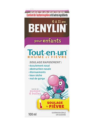 Benylin Tout-en-un Rhume et fièvre, sirop pour enfants, 100 ml