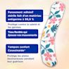 Pansement adhésif de marque BAND-AID® en tissu flexible à motif d'aquarelle et revendications disant « Protège contre la saleté et les germes » et « Protègent les plaies douloureuses pendant leur guérison »