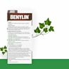 Arrière de l’emballage de 100 ml du sirop antitussif BENYLIN® à base de plantes, Feuille de lierre, où figurent le mode d’emploi et les ingrédients.