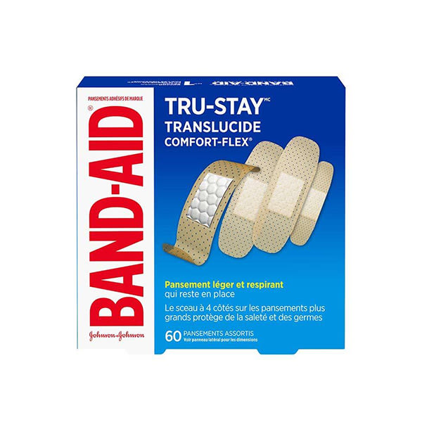 paquet de pansements translucides band-aid tru-stay