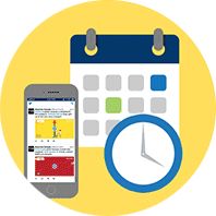 A calendar, a clock, and a smartphone
