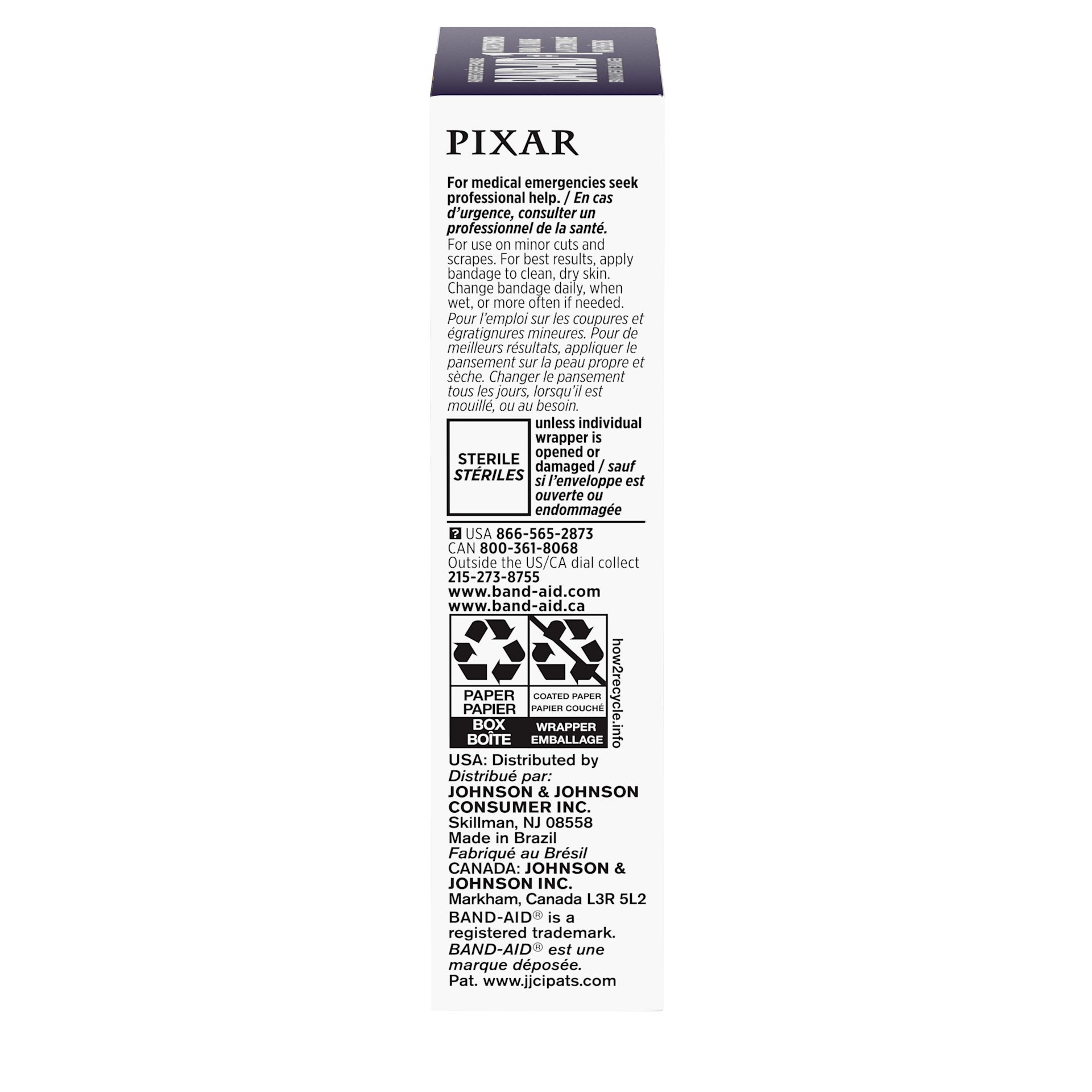 BAND-AID® Inside Out 2 Bandages side of package, product information