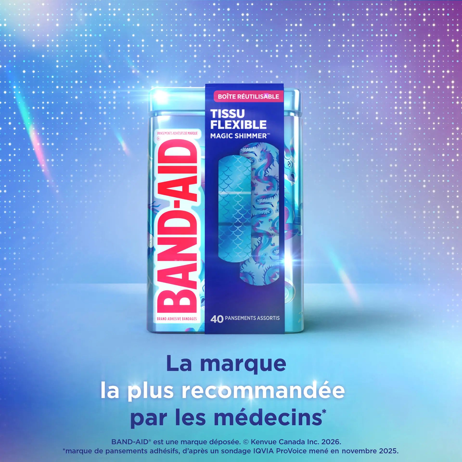 Boîte de 40 pansements Magic Shimmer de marque BAND-AID