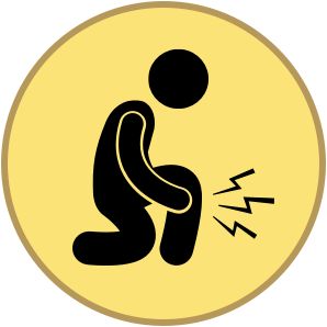 black stick figure kneeling inside a yellow circle