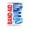 A packet of BAND-AID® Flexible Fabric Bandages with Watercolour Design, 30 assorted sizes, and 3 bandages showcased next to the packet