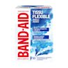 Boîte de pansements adhésifs de marque BAND-AID® en tissu flexible à motifs d'aquarelle, 30 pansements assortis, et 3 pansements présentés à côté de la boîte