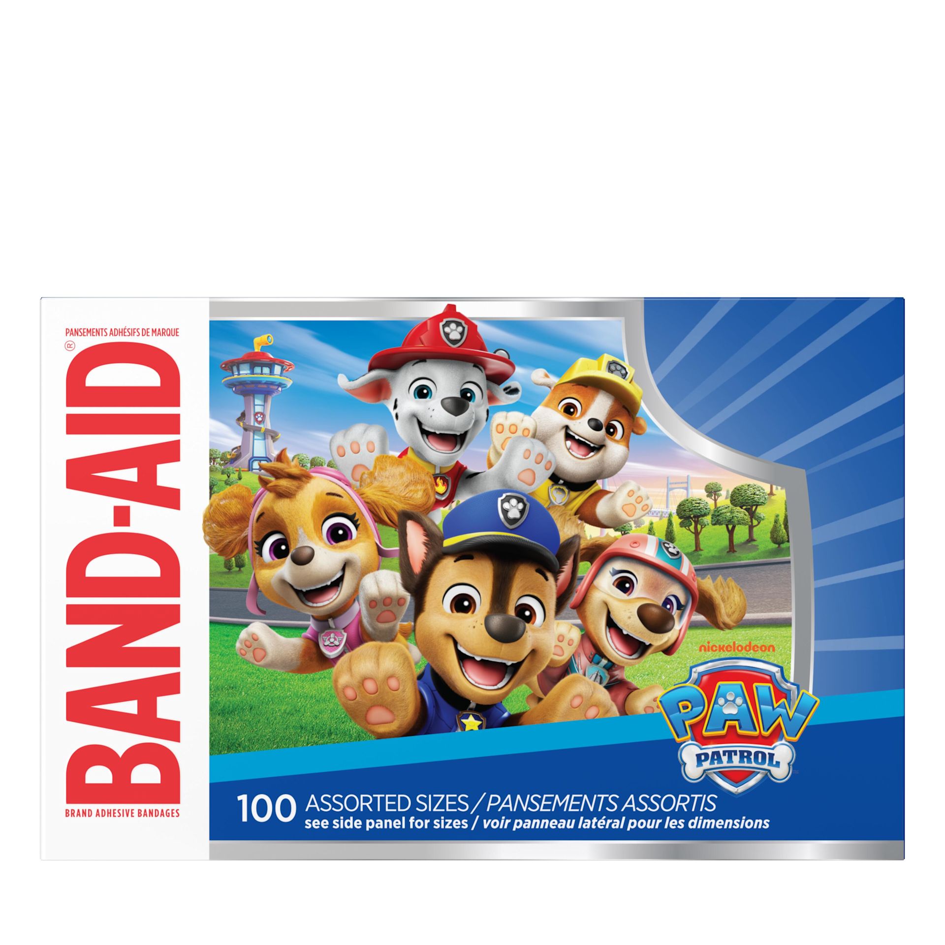 Pansements Pat’Patrouille de marque BAND-AID®, tailles assorties, 100 unités