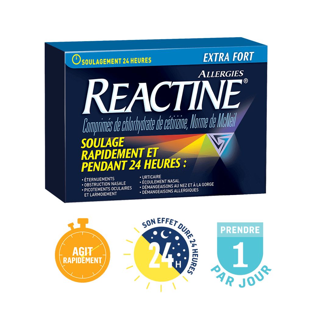 Reactine Extra Fort soulage rapidement et pendant 24 heures