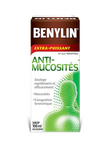  Sirop BENYLIN® ANTI-MUCOSITÉS, 250 ml. Soulage : Mucosités et mal de gorge. 