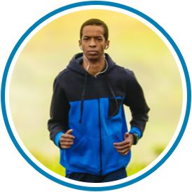 Man in a jacket running