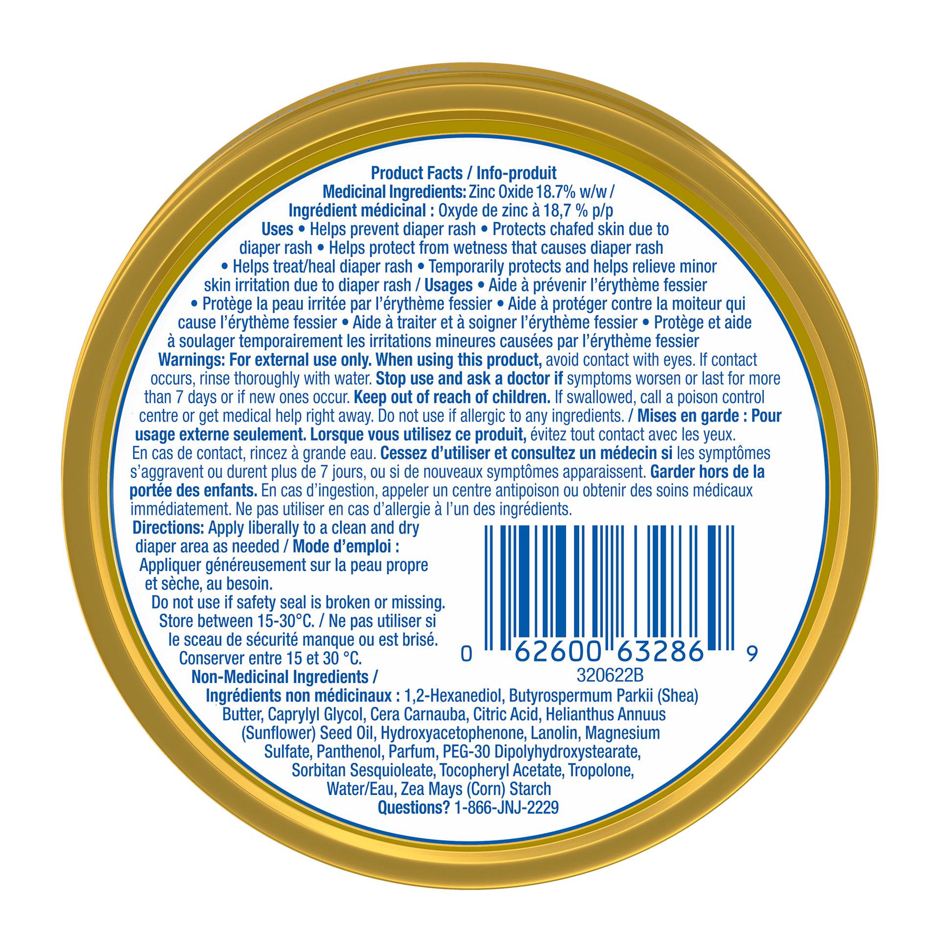 Back shot of PENATEN® Original Medicated Diaper Rash Cream Product, 166g