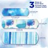 Three BAND-AID® Flexible Fabric bandages with watercolour design in different sizes