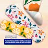 Three BAND-AID® bandages with a text stating 'Limited Edition, Flexible Fabric with fun Wildflower Design'