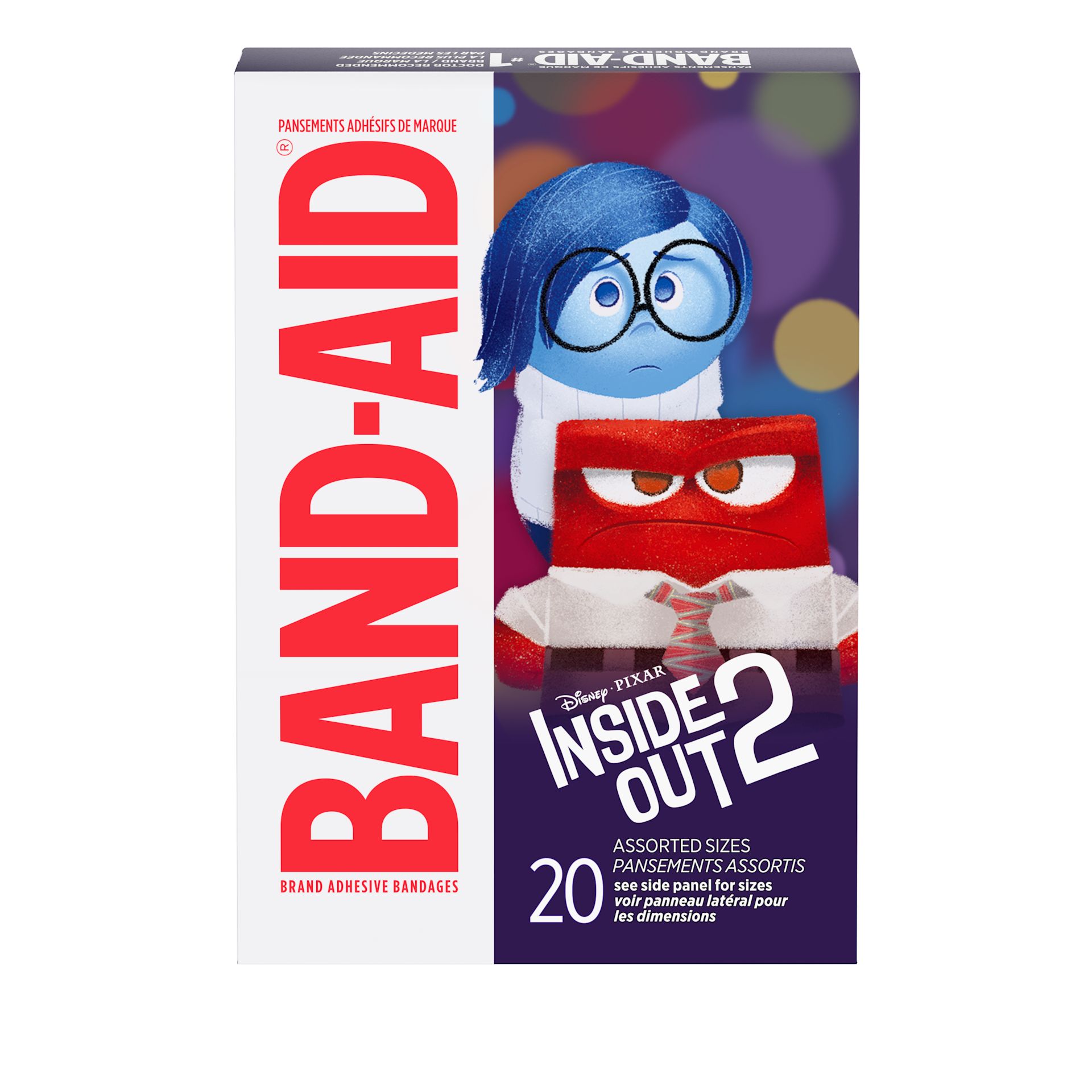 BAND-AID® Inside Out 2 Bandages package back shot, Sadness and Anger