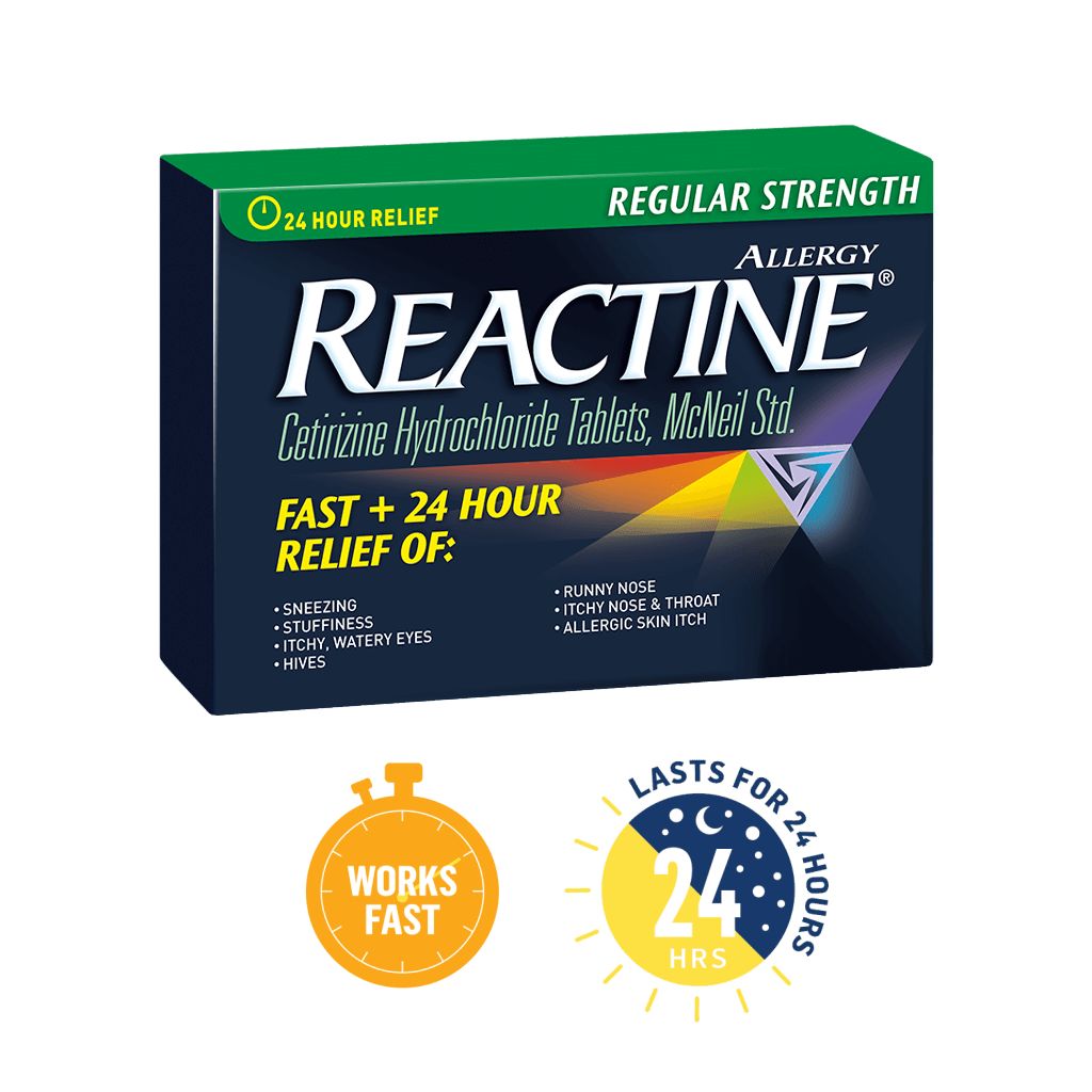 Reactine Regular Strength , 36 tablet packages