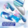 Three BAND-AID® bandages with a text stating 'Limited Edition, Flexible Fabric with fun Water Color Design'