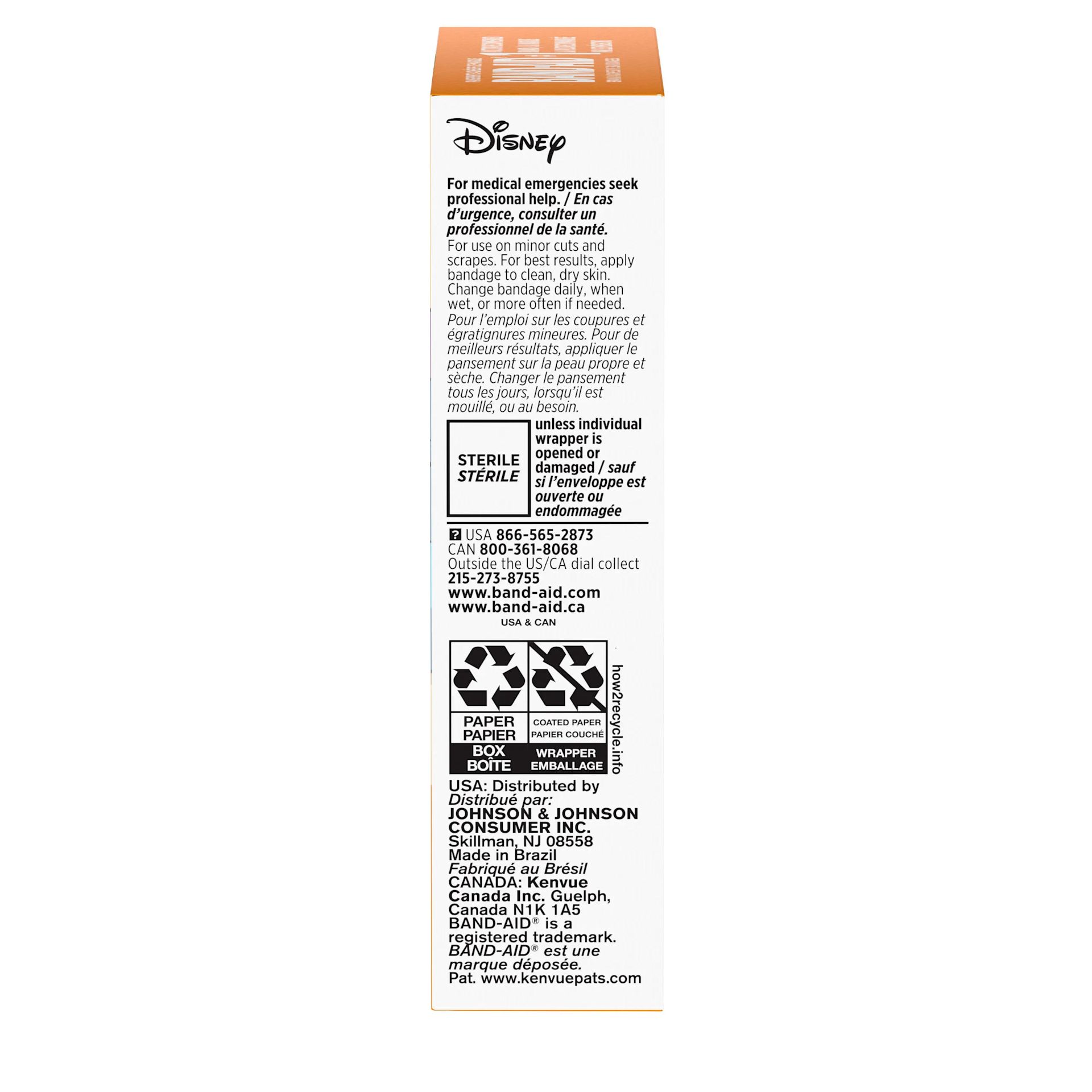 Band-id Brand Disney Classics Adhesive Bandages, side of pack with product information