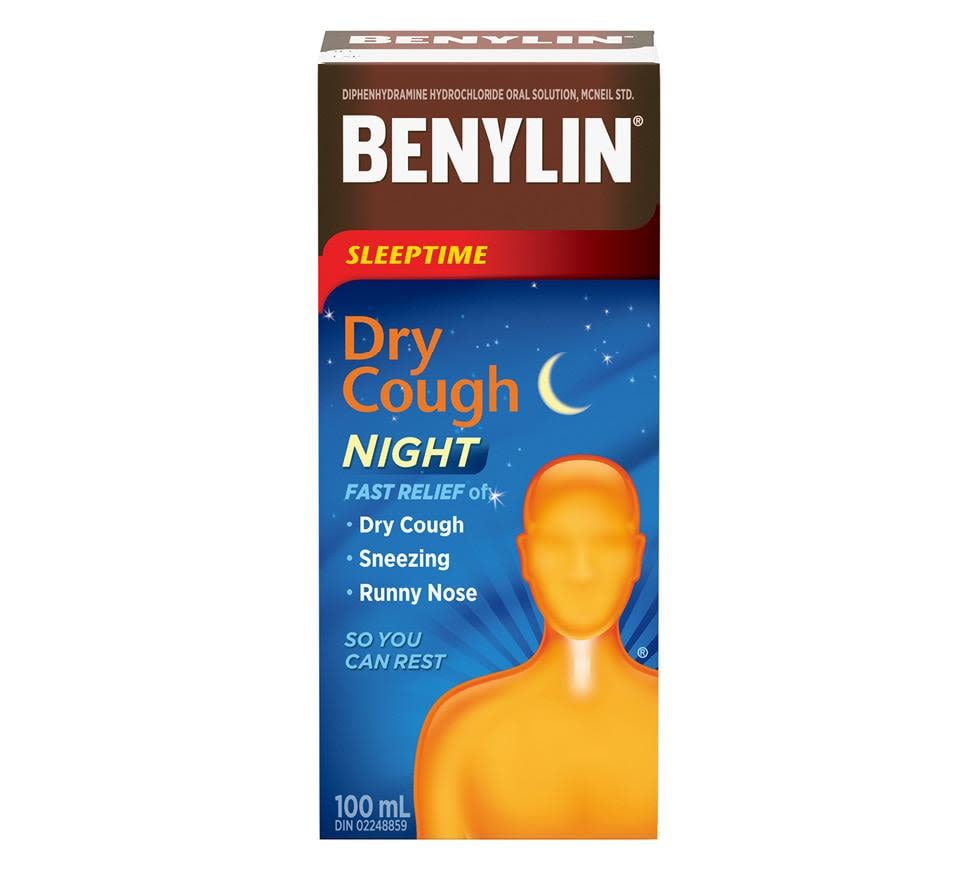 Sirop BENYLIN® Bonne nuit Toux sèche, Nuit, 100 ml. Soulage : Toux sèche pour se reposer.