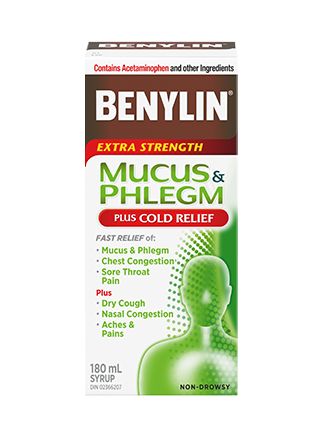 Benylin Extra Strength Mucus & Phlegm Syrup with Cold Relief, 180 ML