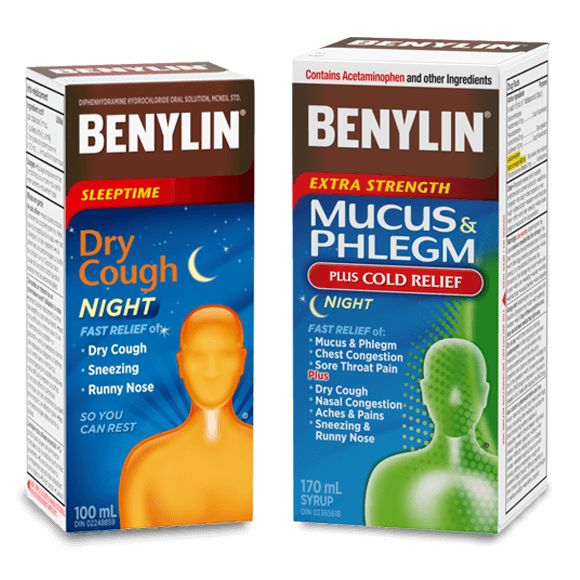 BENYLIN® Sleeptime Dry Cough for Night syrup  and BENYLIN® MUCUS & PHLEGM PLUS COLD RELIEF NIGHT Syrup