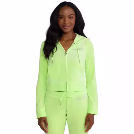 Apple Green Big Bling Velour Hoodie