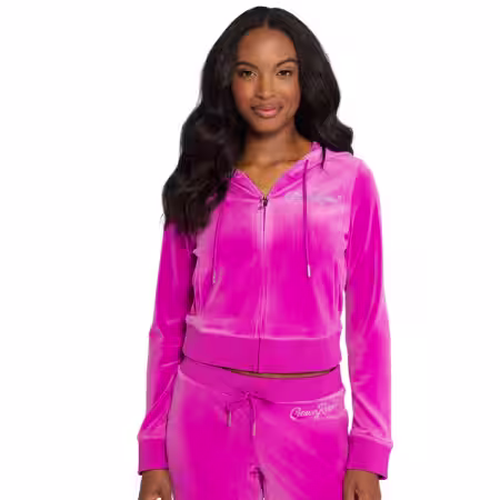 Blackberry Pink Big Bling Velour Hoodie