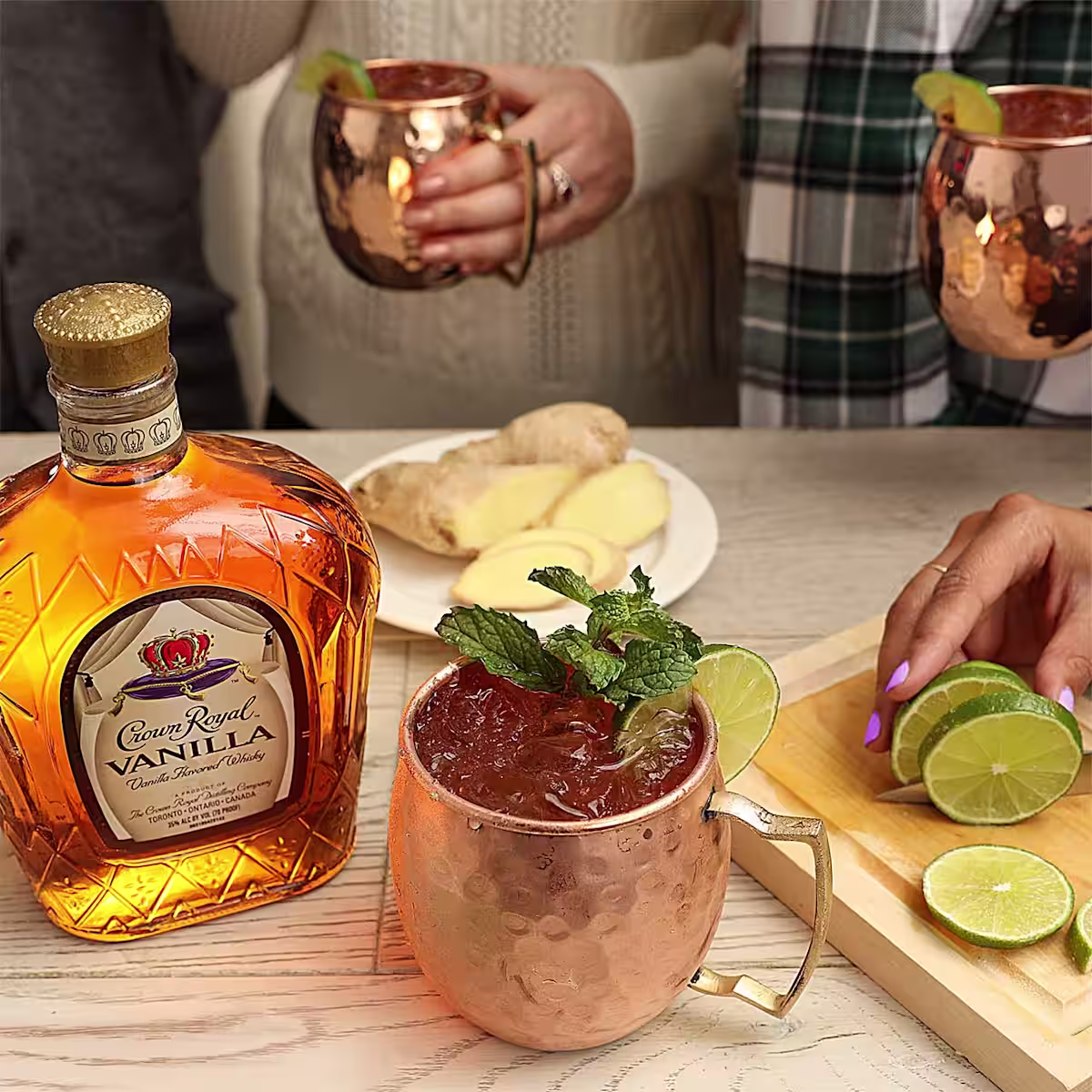 Try our Crown Royal Vanilla Lime Mule cocktail recipe, with Crown Royal Vanilla Whisky, ginger beer, and bitters.