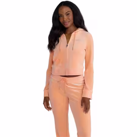 Peach Orange Big Bling Velour Hoodie