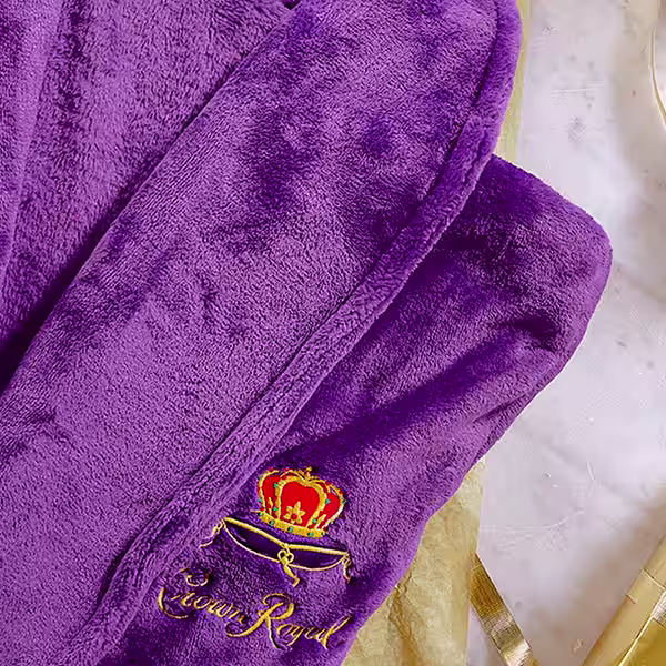 An embroidered Crown Royal blanket