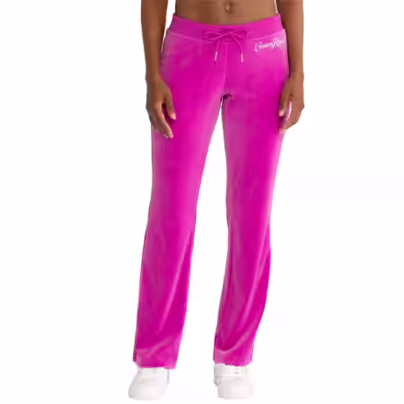 Blackberry Pink Big Bling Velour Track Pants