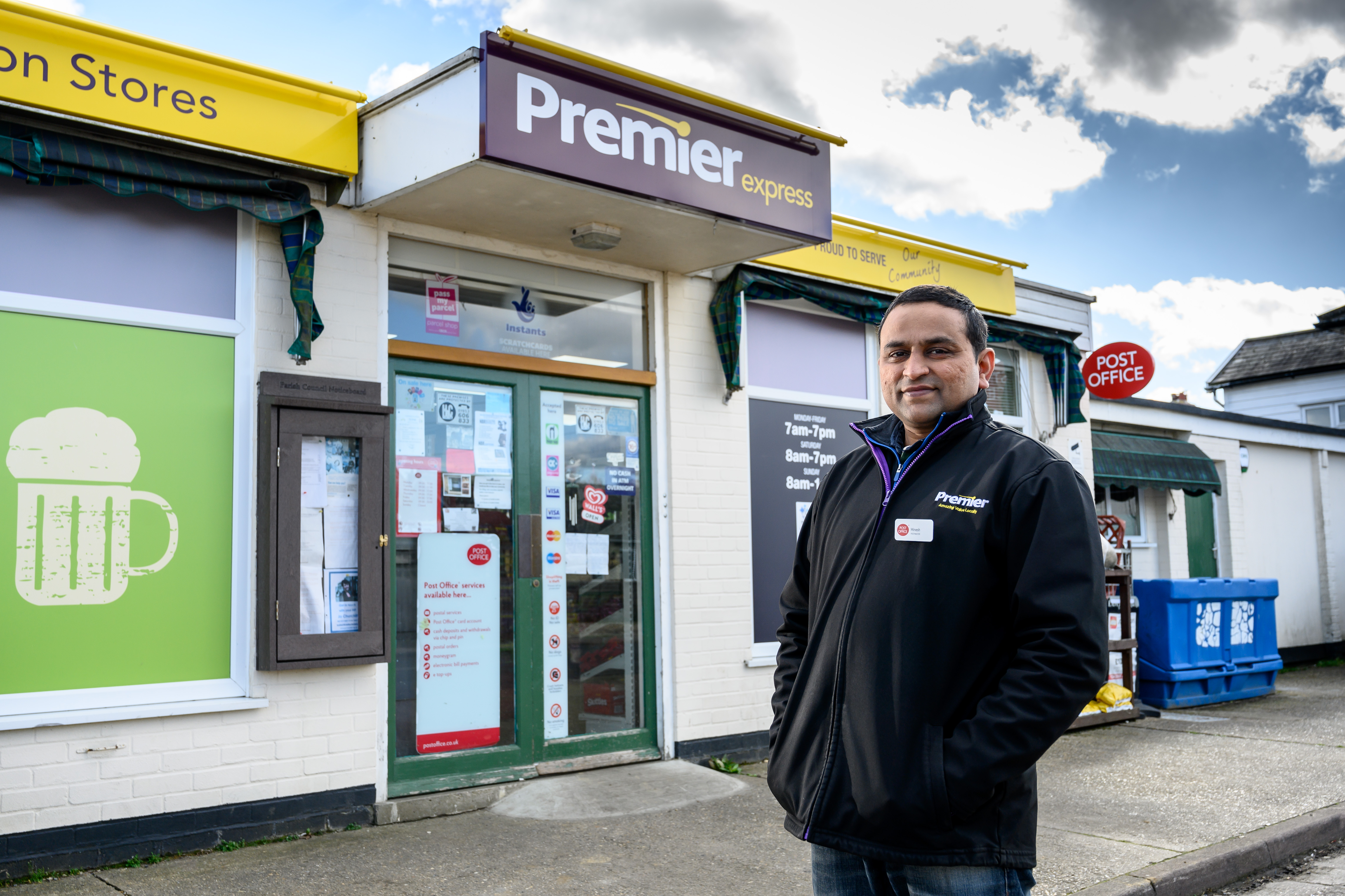 Minesh Patel in front of the Old Newton Post Office